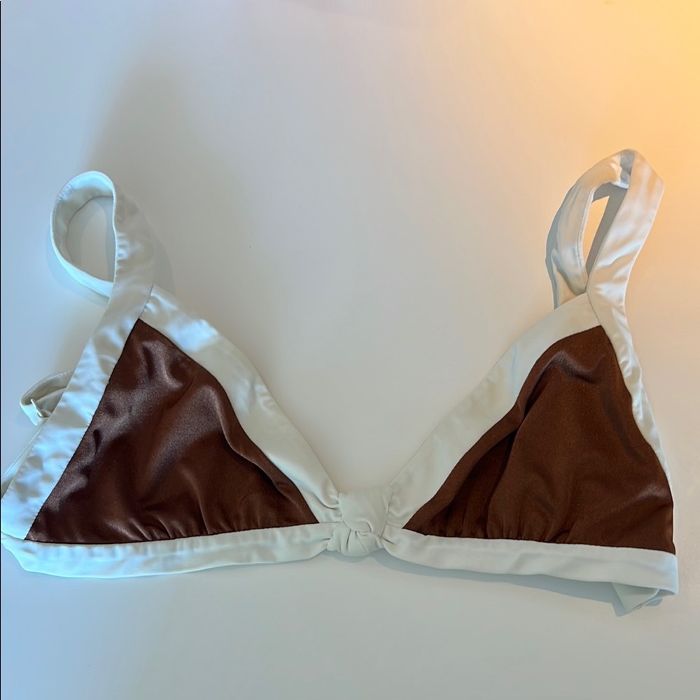 Brown and White Bikini ONLY TOP Good condition!